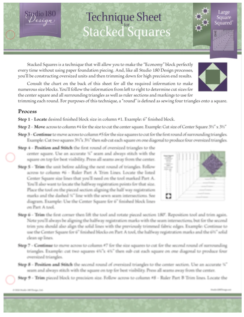 Stacked Squares Technique Sheet
